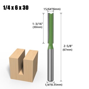 Cortador de ranurado recto de vástago de 6 mm de hoja doble individual, broca de enrutador de carpintería de vástago 1/4, cabezal de herramienta de máquina 2 en 1 - Product Image 3