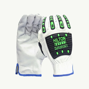 Guantes de Seguridad TPR Premium para Trabajo Mecánico Automotriz, Protección de Manos Resistente a Impactos, Blanco y Verde - Product Image 1