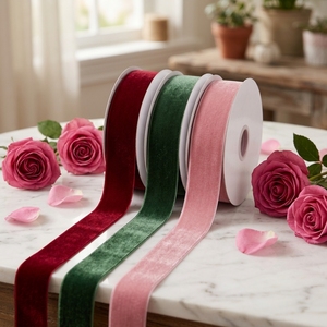 โรงงานกอร์ดอนขายส่งริบบิ้นกำมะหยี่สีแดงขนาด 25 มม. 38 มม. ริบบิ้นเนื้อนุ่มสำหรับห่อของขวัญ ตกแต่งงานแต่งงานและคริสต์มาส - Product Image 3