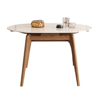 Ensemble de Table à manger de luxe, 6 chaises, Table à manger moderne pliante en marbre blanc, Table à manger en bois massif