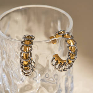 Myneck Hot Factory Premium Stock oro placcato 18k in <span class=keywords><strong>acciaio</strong></span> inossidabile senza neogotico zingaro <span class=keywords><strong>cerchio</strong></span> <span class=keywords><strong>cerchio</strong></span> Multi colore <span class=keywords><strong>orecchini</strong></span> - Product Image 3