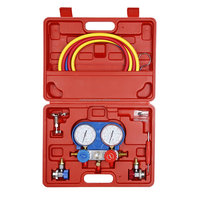 HUBEN Set Alat Pengukur Manifold AC Baru, Perlengkapan Servis Pengisian Refrigerasi HVAC 2-Arah