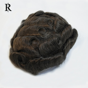 Peluca de Cabello Humano Virgen 100% Natural, Negra, Ondulada, de 6 Pulgadas, para Hombre, con Base de Encaje y PU, Cabello Indio - Product Image 6