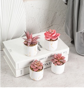 Nouvelle Décoration de Bureau en Plastique Réaliste : Jolies Jardinières Roses Artificielles pour Plantes Succulentes - Product Image 5