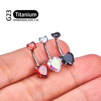 Bijoux de corps en titane G23 personnalisés en gros avec cœur en CZ, anneau de nombril à filetage interne, cadeau pour mariage, fête, fiançailles