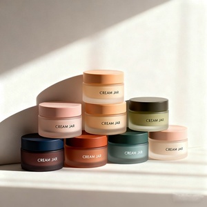 5g 10g 15g 20g 30g 50g 60g 100g 200g Round <b>Empty</b> Matte Glass Eye Cream Cosmetic <b>Jars</b> With Square Custom Paper Box - Product Image 3