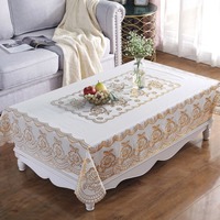 Nappe de table moderne personnalisable en PVC imperméable, résistante à l'huile, facile à nettoyer, avec motif géométrique gaufré or