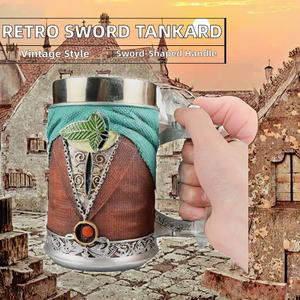 Wholesale Retro Coffee Tankard Beer Mug MAA01 3D Holy Sword Handle Resin Rings Gift <b>Cup</b> Back to School <b>Large</b> Capacity - Product Image 2