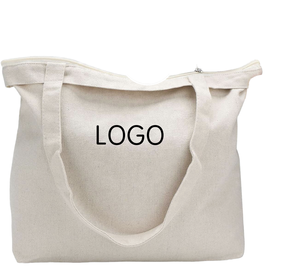 Wholesale Custom <b>Printed</b> Letter Pattern Medium Size Canvas Tote Bag Heavy Duty Zippered Cotton Shoulder Length Handles Wedding - Product Image 1