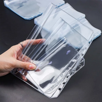 Pochettes transparentes à paillettes en PVC pour classeur à 6 anneaux, enveloppes à fermeture éclair pour argent, pochettes à feuilles mobiles A5 A6 A7