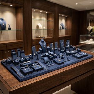 Expositor de Joyería Azul para Collares con Almacenamiento Directo, Soporte para Tarjetas de Joyería, para Tiendas - Product Image 4