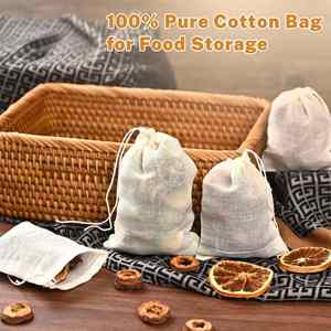Natural Muslin Drawstring Bag 20x25cm Reusable <b>Sachet</b> Cotton Packing Bags Cheesecloth Bags for Spice Nut Storage - Product Image 6