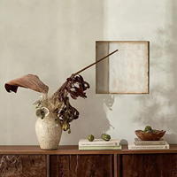 Peinture à l'huile abstraite taupe mat sur toile, style Art déco, suspendue, vintage, marron foncé texturé, minimaliste, carrée, encadrée