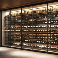 Cave à vin haut de gamme en acier inoxydable SS304 avec porte en verre intégrée, armoire à vin de haute qualité pour salon, cave à vin à domicile