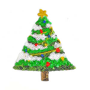 Parche Termoadhesivo de PVC con Lentejuelas Bordadas con Diseño de Árbol de Navidad para Ropa, Bolsas y Telas de Lona - Product Image 3