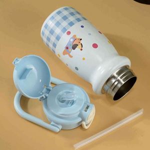 Cartoon Stainless Steel Vacuum <b>Flask</b> For Children With Handle And Lid Travel Use - Product Image 3