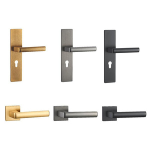Black Heavy Duty Bathroom Quality Pure <b>Copper</b> Indoor Door Lock Light Luxury Villa Simple Design Door <b>Handle</b> - Product Image 1