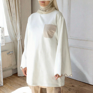 Willson Breathable <b>Long</b> Oversized Cotton <b>Shirt</b> with Solid Pocket Unique Design Muslim <b>Women</b> Modest Islamic Clothing - Product Image 2