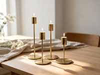 Porte-bougie conique en métal doré |   Ensemble individuel ou personnalisé |   Plusieurs hauteurs |   Décoration de mariage et de la maison