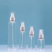 Botol Pompa Plastik PET Bening 50ml 75ml 100ml 250ml, Botol Kosmetik Kosong untuk Toner, Lotion, Perjalanan, Kemasan Perawatan Kulit