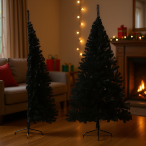 Albero di Natale Artificiale Nero in PVC da 1,8 m con Supporto, Decorazione Festiva per Interni, Facile Installazione - Product Image 2