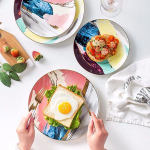 Wholesale Colorful Ceramic Dinner <strong>Plate</strong> Fruit Dessert Sushi Serving Tray Snack Steak Show <strong>Plate</strong> Kitchen Restaurant Tableware - Product Image 2