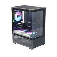 Casing PC MANMU Best Selling Micro ATX ITX RGB Mid Tower dengan Panel Samping Kaca Temper, Warna Hitam, untuk Gaming CPU