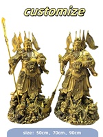 Statue Guan Yu en cuivre Dieu chinois de la loyauté et du courage Sculpture de guerrier incrusté de dragon Décor Feng Shui Technique de coulée