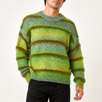 Gestreifter Pullover für Herren Retro Preppy Nautischer Mock Neck Langer Raglan-Ärmel Baumwoll-Strickpullover mit Eigenem Logo OEM