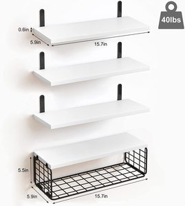Diseño de renovación de la casa Sala de estar personalizada Estante de metal de madera multifuncional Estante rectangular flotante de pared - Product Image 2