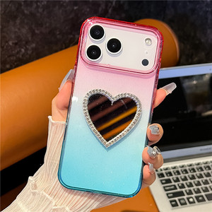 Cover per Cellulare con Effetto <span class=keywords><strong>Specchio</strong></span> Glitterato e Sfumatura Morbida per iPhone X 11 12 13 14 15 Pro Max 16 17 Air 17 Pro - Product Image 2