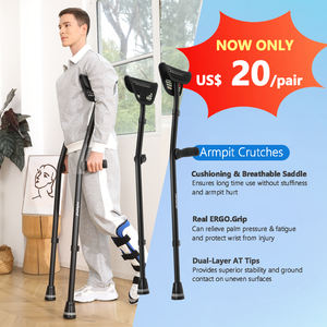 Rehand tongkat rehabilitasi medis, tongkat berjalan aluminium kruk ketiak dapat disesuaikan - Product Image 2