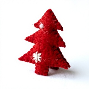 Luxury Handmade Eco-Friendly Red Wool Felt <b>Christmas</b> <b>Tree</b> Ornaments White Snowflake Decor Traditional Indoor <b>Wall</b> Hanging - Product Image 4