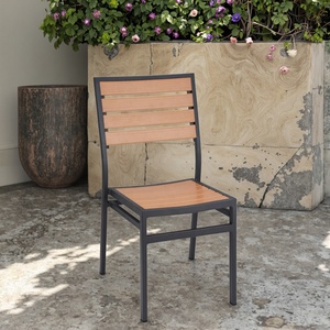 Conjunto de Mesa y Sillas de Comedor de Madera de Teca Apilables Modernas para Exteriores para Restaurantes - Product Image 3
