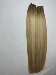 High Quality Russian Genius Weft Hand-tied Hair Extensions 100% Raw Human Hair Seamless Weft Invisible