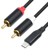 Kabel Audio Video Pria, Model C ganda RCA Male 1M 2M 3M berlapis emas 2RCA kombinasi perisai