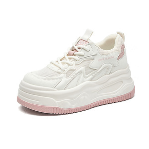 Nouvelle Collection Printemps 2026 : Baskets Blanches à Semelle Épaisse et Bout Rond pour Femmes de Petite Taille, Rehaussant la Silhouette, Style Sophistiqué - Product Image 3