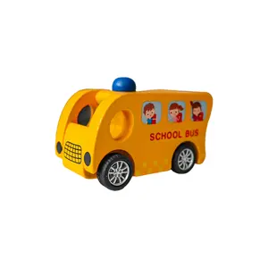 C02110 2023 Hot Selling Kids Auto Speelgoed Voor Kind Houten Auto 'S Terugtrekken Speelgoedauto 'S Schoolbus Voor Kerstcadeau