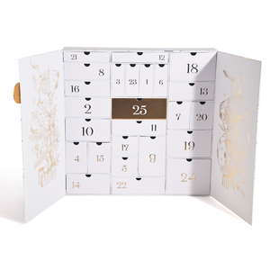 Biodegradable Handmade Personalized Custom Design 2026 Gold Foil Stamping Logo Christmas Advent Calendar Box Custom
