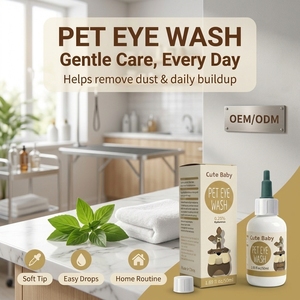Gouttes et solution nettoyante antibactériennes écologiques pour les yeux des animaux de compagnie, pour nettoyer les crachats oculaires et les taches de larmes chez les chats et les chiens (50 ml) - Product Image 1