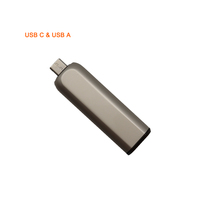 Stik memori usb c 2 in 1, flash drive 16gb 32gb 64gb 128gb dapat disesuaikan, stik memori usb Tipe c logam otg