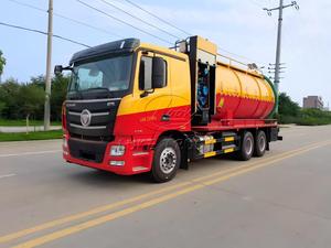 Camion de dragage des égouts Foton Daimler à 3 essieux et 10 roues, double pompe d'aspiration des eaux usées pour l'Afrique, camion de dragage des eaux usées à jet combiné de 18-22 m³ - Product Image 3