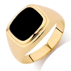 18K vàng mạ vàng bạc đen Onyx nhẫn cho phụ nữ Emerald cắt đá quý Birthstone có sẵn trong kích thước 4-13