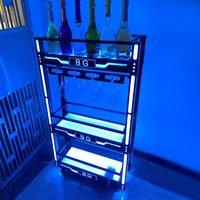 Meuble à champagne LED Richshining personnalisé avec logo, 3 niveaux, mobile, avec roulettes, présentoir à bouteilles de vin LED pour mariage de luxe
