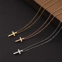 Collier croix miroir en acier inoxydable hommes et femmes couple paire de chaîne de clavicule pendentif hip-hop simple