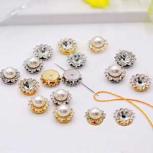 Double Layer Pearl Rhinestone <b>Buttons</b> Flower Shape Nickel Free DIY Jewelry Accessories - Product Image 2