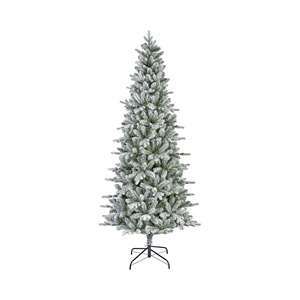 Sapin de Noël artificiel floqué de haute qualité avec lumières LED, base autoportante pour intérieur, sapin de Noël d'usine - Product Image 1