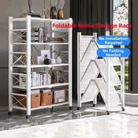 Étagère de rangement pliable en métal à 5 niveaux, en acier au carbone, robuste, sans assemblage, pour cuisine et garage