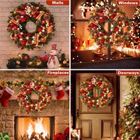 Décoration d'intérieur, fleurs rondes de 30 cm, faites à la main, écologiques, style américain, couronne de Noël imperméable de haute qualité, décoration murale pour porte