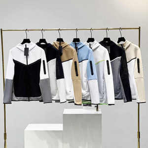 Ensemble de survêtement sportif pour homme en molleton technique épais de qualité supérieure, marque de luxe NK, 2 pièces, sweat-shirt et pantalon de survêtement en coton pour l'automne - Product Image 1
